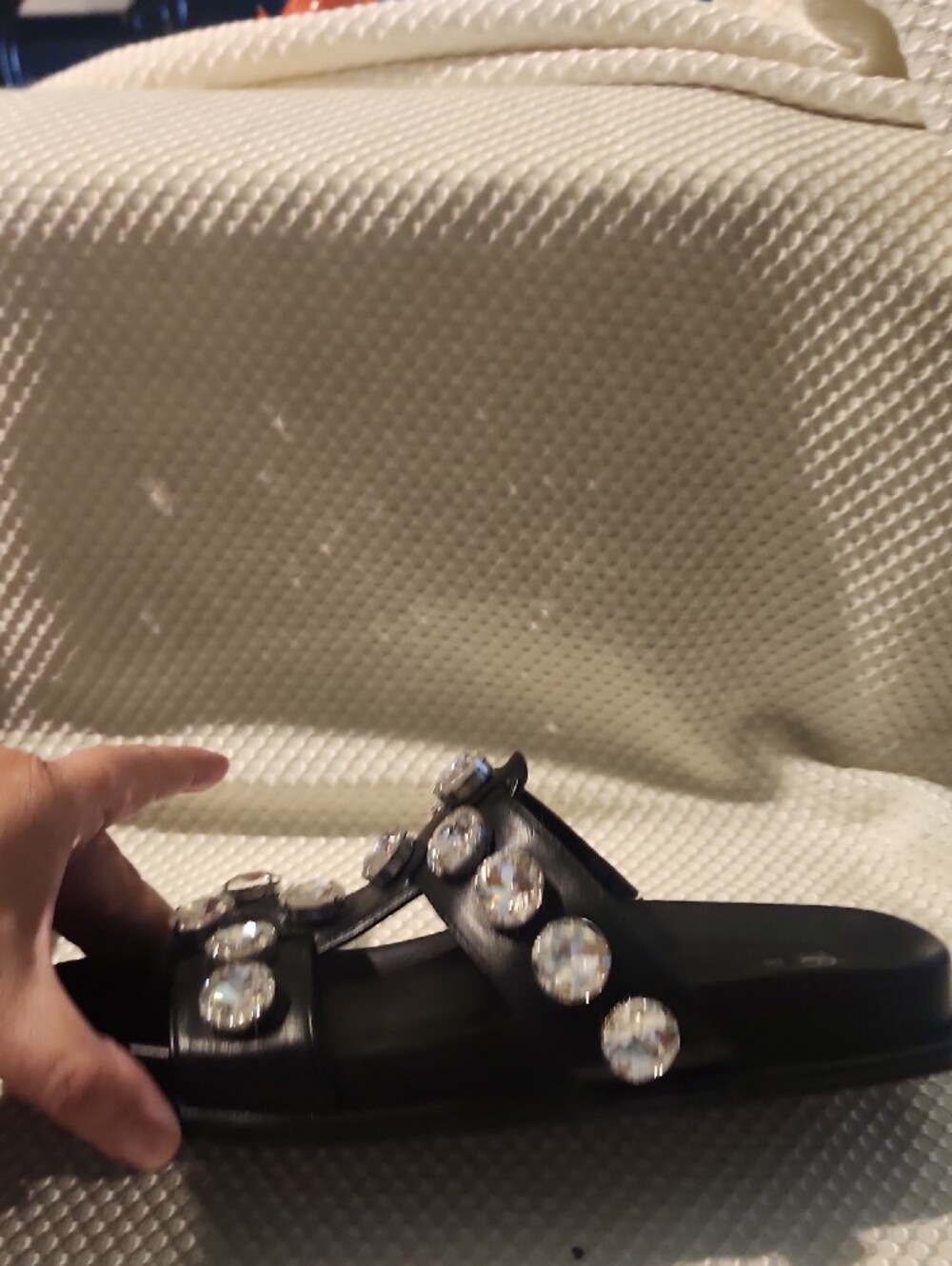 Zara Black Crystal-Embellished Slide Sandals - Picture 8 of 10